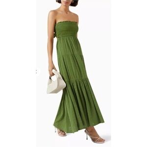 NWT Veronica Beard McKinney Dress in Forest Green - Strapless Maxi Dress